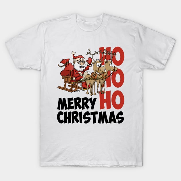 Hohoho Merry Christmas, Santa and his reindeers T-Shirt by Stefs-Red-Shop